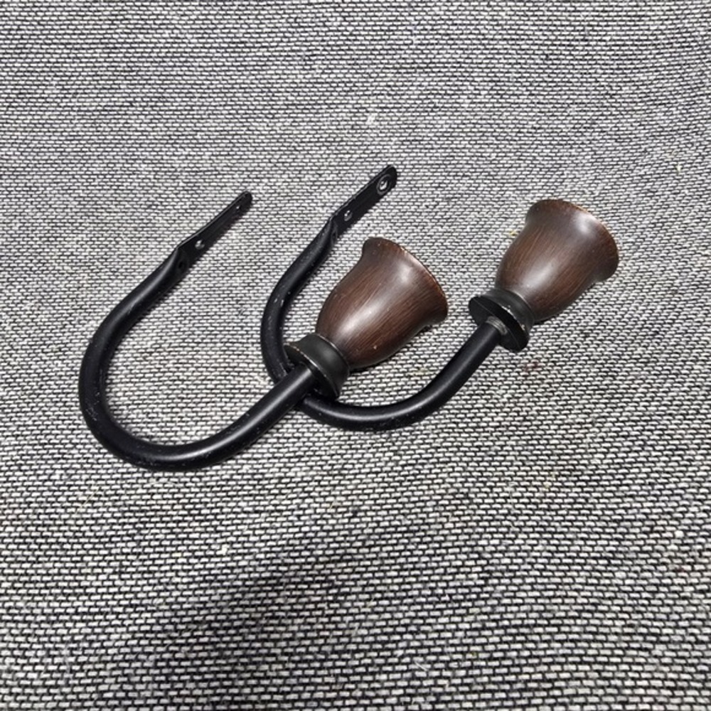 Oil Rubbed Bronze Curtain Tieback Hooks Metal Drapery Holdbacks Set of 2 Finials